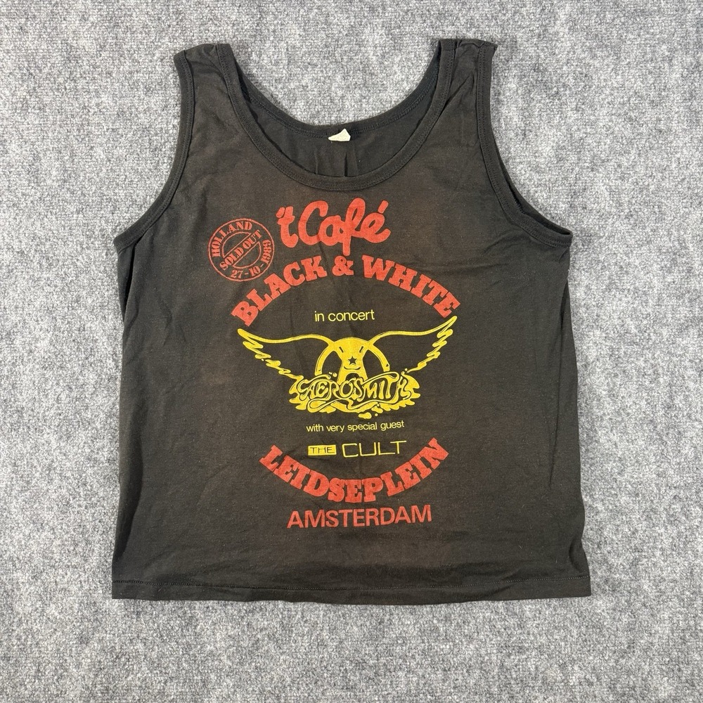 Vintage 80s Made In USA Single Stitch Aerosmith Amsterdam The Cult Band Tee Tank